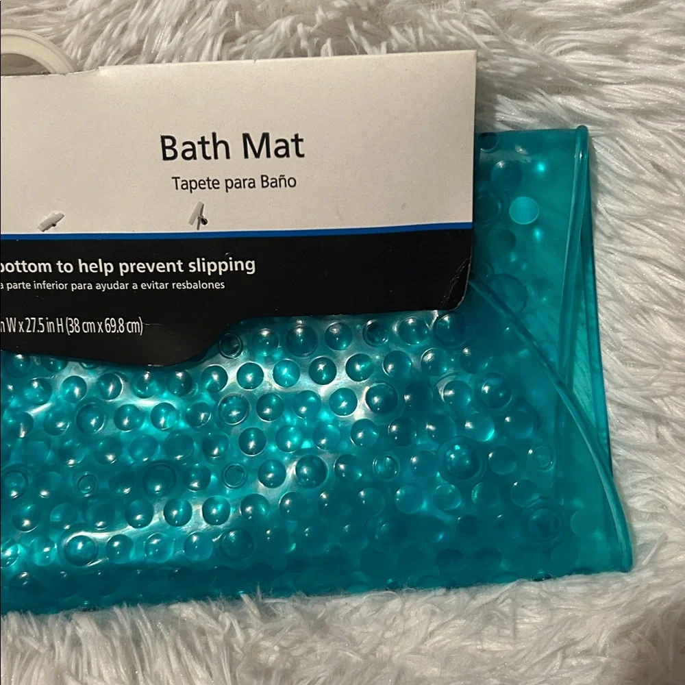 🩶5/$30 Mainstays Teal Textured Oval Bath Mat with Suction Cup Buttom NEW